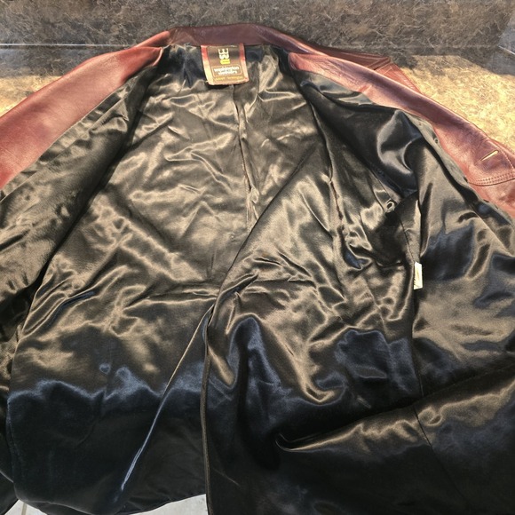 Vintage Men's Leather Coat Burgundy Washington Clothiers Size 42 USA - Picture 3 of 8